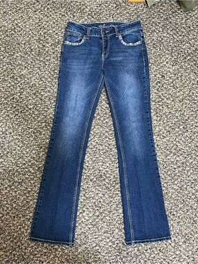 Wired Heart Women's Dark Blue Bootcut Jeans with Subtle Whiskering